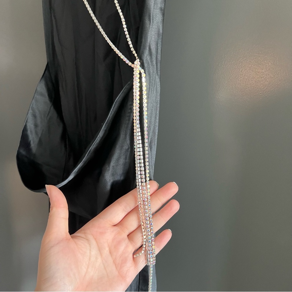 The Bar Pierre Gown maxi dress silk open back in black size 4 - Picture 8 of 16